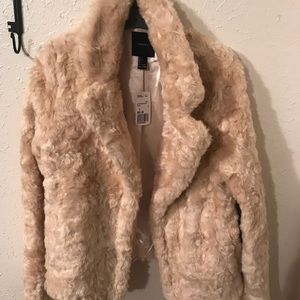 Faux Fur Beige Coat Forever21 Large